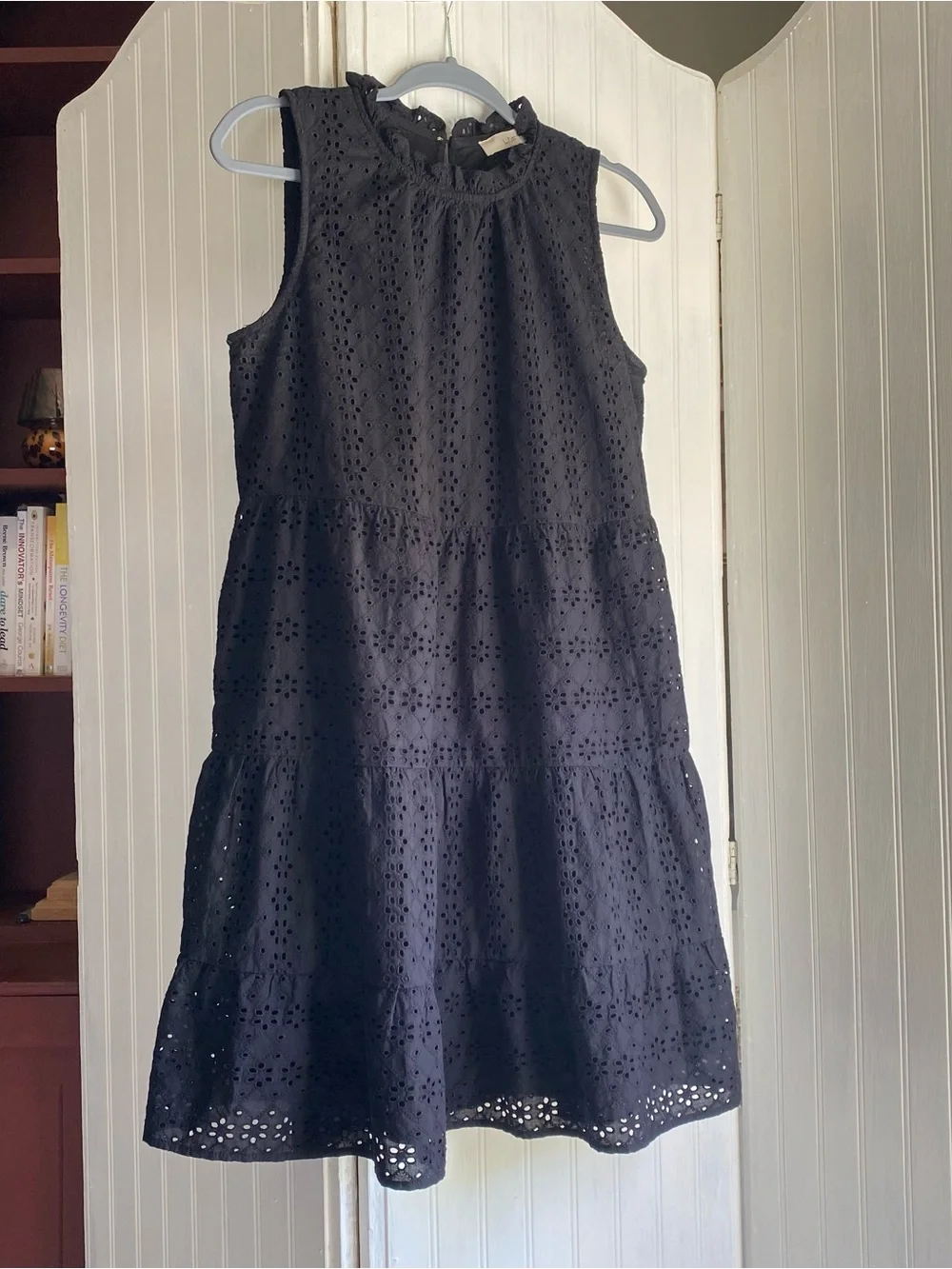 LOFT sleeveless sundress Black Eyelet Tiered with ruffle details - Picture 2 of 13